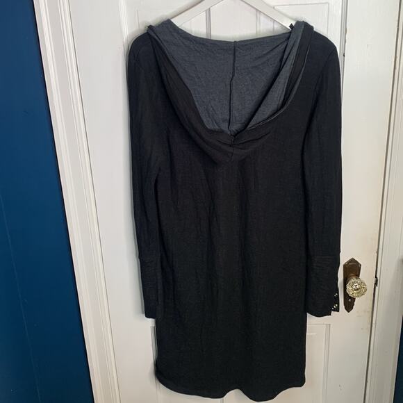 Able Clothing Knit Dress Hoodie Black Long Embroidered Cuffs Button W-592 Sz L - Picture 6 of 7